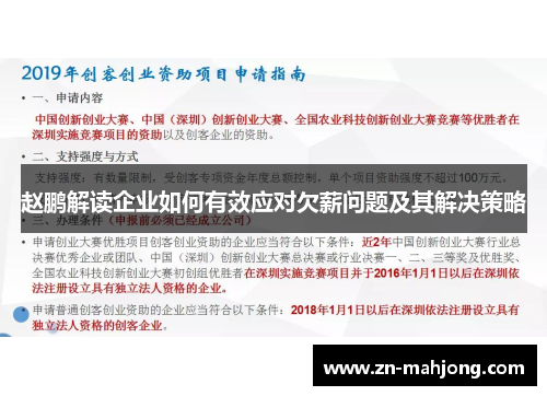 赵鹏解读企业如何有效应对欠薪问题及其解决策略