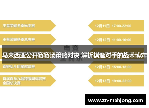 马来西亚公开赛赛场策略对决 解析棋逢对手的战术博弈